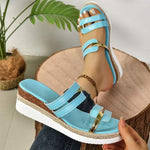 Women's Color-Blocked Peep Toe Platform Wedge Sandals 16939820C