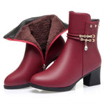 Women's Rhinestone Pearl Mid-Heel Fleece-Lined Winter Boots 13451820C