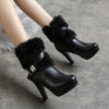 Women's Stylish Rhinestone Belt Buckle Chunk Heel Ankle Boots 26104014S