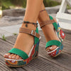 Women's Open Toe Chunky Heel Platform Sandals with Ankle Strap 50516051C