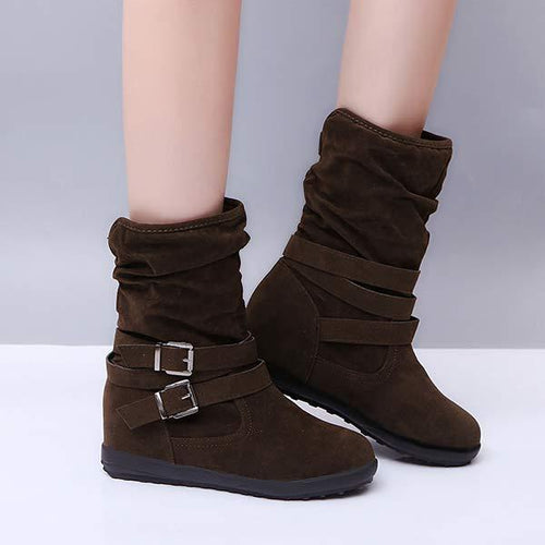 Women's Suede Belt Buckle Short Boots 45748686C