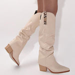 Women's Stylish Pointed Toe Thick Heel Trouser Boots 55358091S