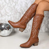 Women's Pointed Toe Western Embroidered Knee-High Cowboy Boots 35314587C