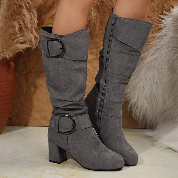 Women's Over-the-Knee Suede High Heel Fashion Boots with Belt Buckle 58823634C