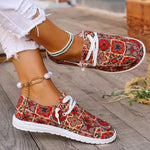 Women's Printed Lace-Up Casual Canvas Shoes 65433241C