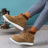 Women's Vintage Suede Lace-Up Flat Ankle Boots 54051609S