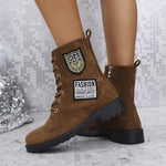 Women's Casual Badge Icon Suede Martin Boots 62422924S