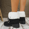 Women's Casual Plush Lace-Up Block Heel Snow Boots 94761948S