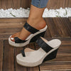 Women's Peep Toe High Heel Platform Wedge Sandals 24715549C