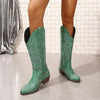 Women's Knee-High Embroidered Chunky Heel Riding Boots 98276121C