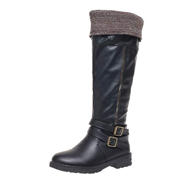 Women's Vintage Low Heel Knee-High Boots 55794092C