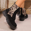 Women's Thick Sole Leopard Print Lace-Up Martin Boots 44744887C