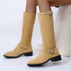 Women'S Retro Suede Thick Heel Knight Boots 68358406C