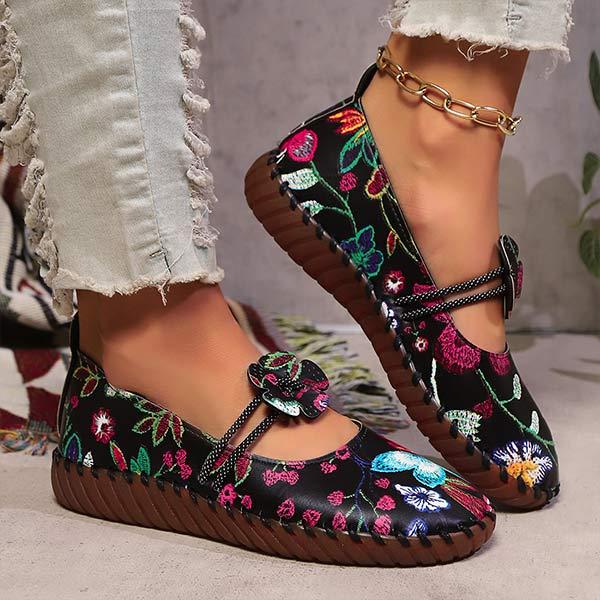 Women's Printed Handcrafted Casual Flats 09056290C