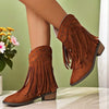 Women's Retro Suede Tassel Ankle Boots 03577072C