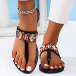 Women's Rhinestone Flat Toe Post Sandals 48449274C