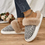 Women's Casual Faux Fur-Lined Cotton Slippers with Fluffy Trim 18136929C