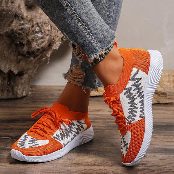 Women's Fashionable Casual Fly Weave Lace-Up Sneakers 46435859S