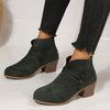 Women's Lace-Up Square Heel Low Ankle Fashion Boots with Rear Zipper 69668715C