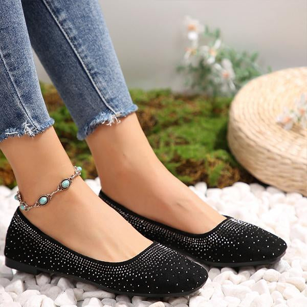 Women's Casual Rhinestone Knit Slip-On Flats 25356394S