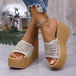 Women's Rhinestone Lace Thick Sole Sandals 46674482C