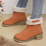 Women's Chunky Heel Fleece-lined Martin Boots 73575485C