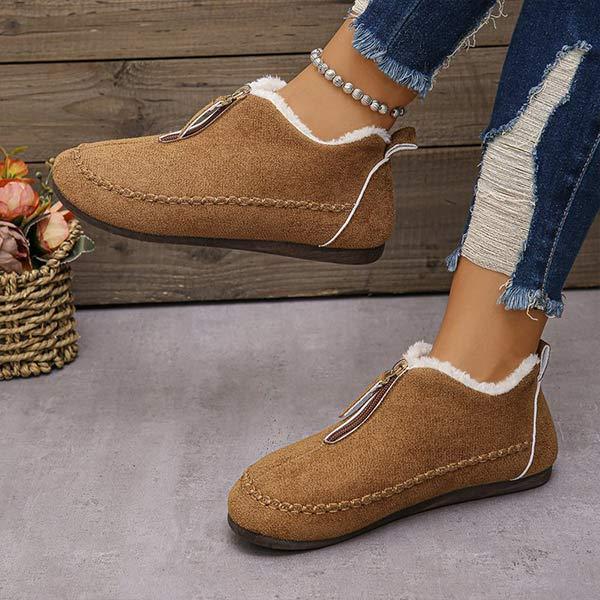 Women's Casual Solid Suede Vintage Snow Boots 53001811C