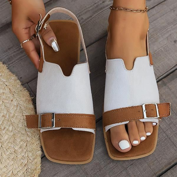 Women's Flat Square Toe Casual Sandals with Buckle 35551752S