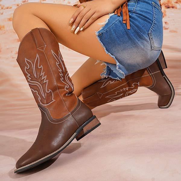 Women's Embroidered Western Cowboy Riding Boots 03393791C