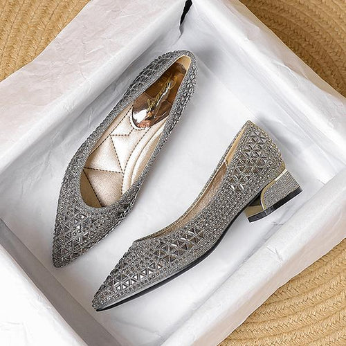 Women's Fashionable Pointed Toe Rhinestone Flat Shoes 09028557S