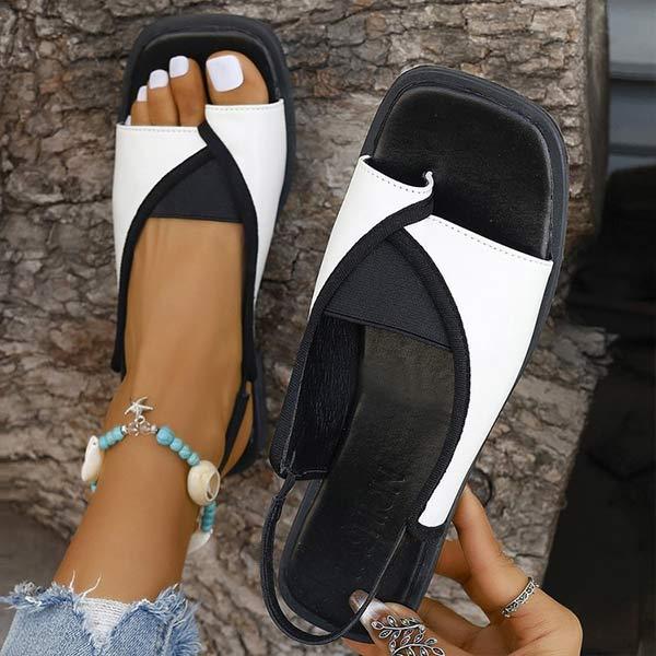 Women's Square-toe Casual Roman Sandals with Flat Soles 38862973C