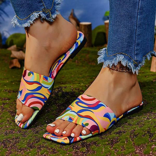 Women's Graffiti Flat One-Strap Sandals 99229461C