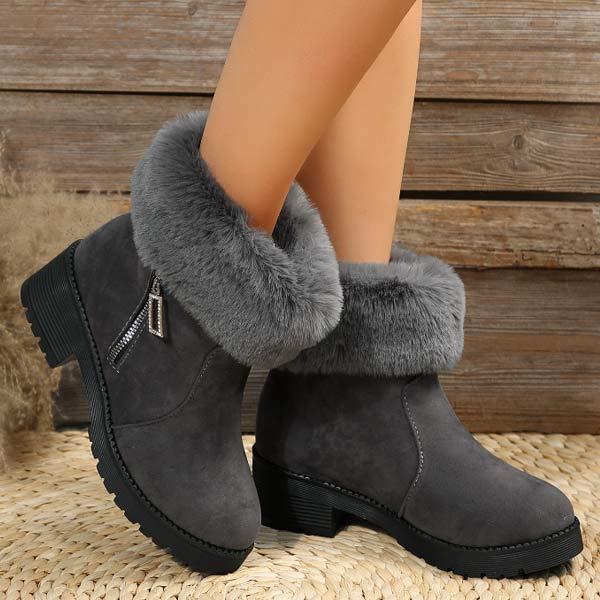 Women's Faux Fur-Cuffed Plush-Lined Cotton Boots 26467843C