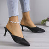 Women's Fashionable Pointed Toe Stiletto Heel Half Slippers 98274231S
