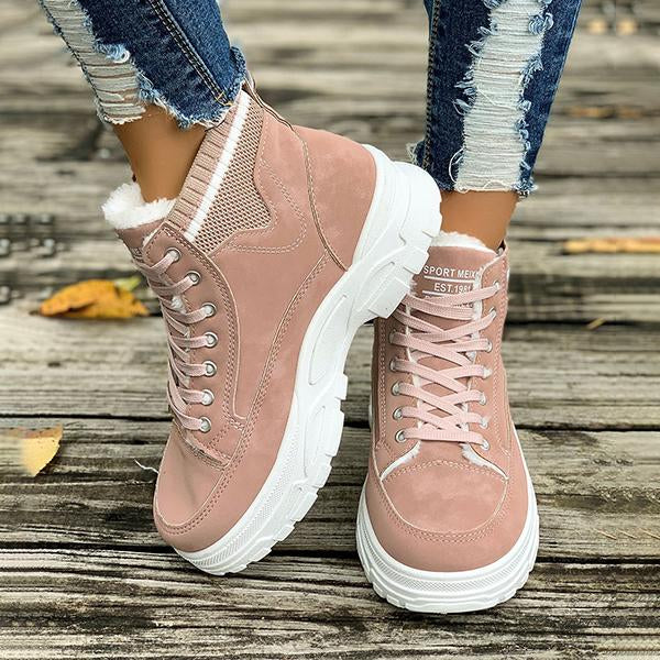 Women's Casual Lace-Up Thick Soled Cotton Shoes 48306759S