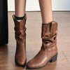 Women's Retro Suede Western Cowboy Boots 77220839C