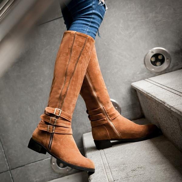 Women's Fashion Casual Belt Buckle Zipper High Boots 76852179S