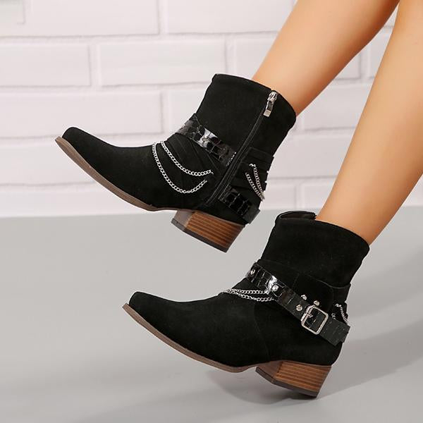 Women's Chunky Heel Fashion Chain Ankle Boots 72292168S