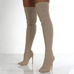 Women's Stretch Knit Stiletto Over-the-Knee High Heel Boots 65062764C