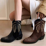 Women's Western Embroidered Fashion Ankle Boots 42129594C