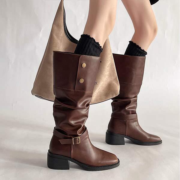 Women's Brown Vintage Over-the-Knee Cowboy Boots 01922049C