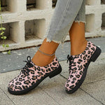 Women's Pink Leopard Casual Lace-Up Loafers 19630509S