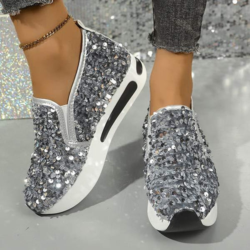 Women's Lace Sequin Slip-On Casual Sneakers 36451789C