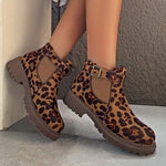 Women's Fashion Leopard Print Short Elastic Ankle Martin Boots 54961185C