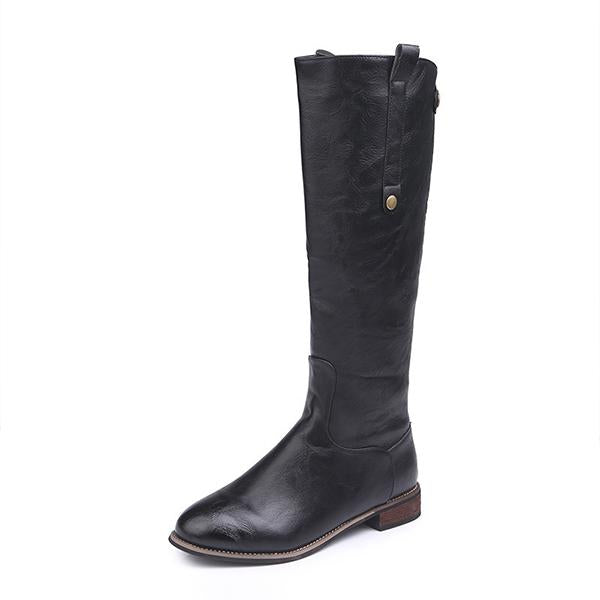 Women's Retro Casual Long Motorcycle Boots Rider Boots 31818063S