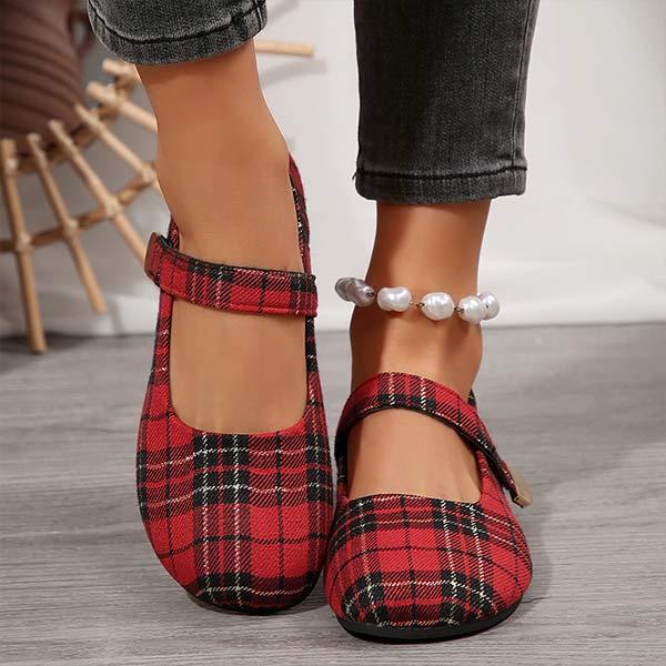 Women's Plaid Fabric Low-Cut Flats 52937583C