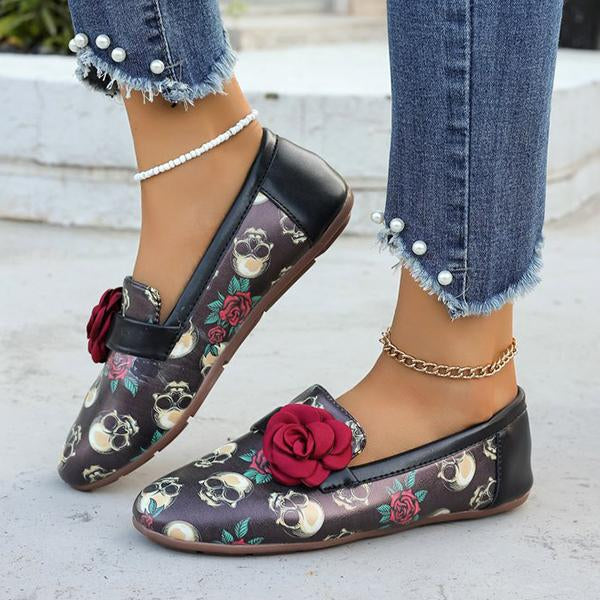 Women's Casual Skull Rose Flat Shoes 38695950S