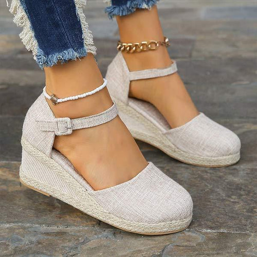 Women's Single-Band Buckle Wedge Sandals 09585033C