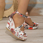 Women's Wedge Heel Thick Sole Printed Sandals 78450943C
