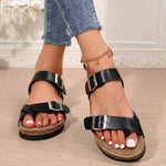 Women's Flat Buckle Strap Toe Ring Sandals 70547733C